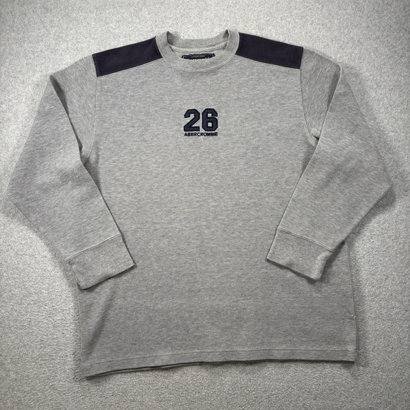 Vintage 90s Abercrombie Grey Knit Long Sleeve XL (Fits M) Cropped Sleeve - Picture 1 of 10